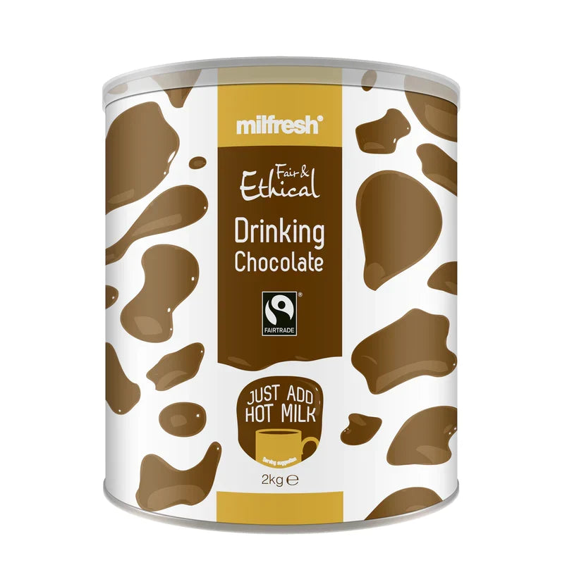 Milfresh Fair & Ethical Vegan Hot Chocolate Powder Catering Tin - 2kg - Add Hot Milk