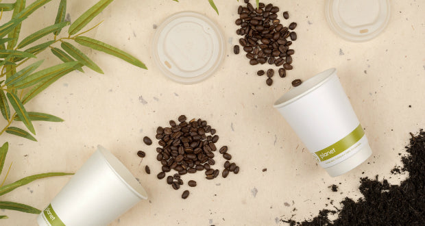 8oz Planet Double Walled Compostable Aqueous Lined Takeaway Coffee Cups - (Box of 500)