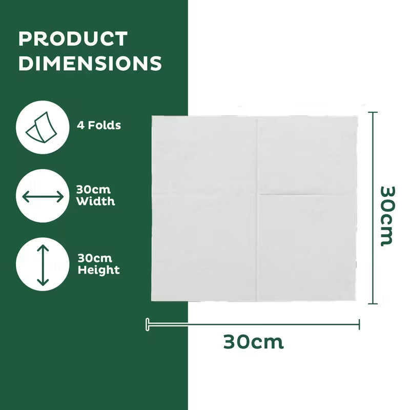 Swift 30cm White Serviettes 1-Ply 4-Fold Napkins - Pack of 500