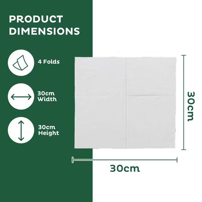 Swift 30cm White Serviettes 1-Ply 4-Fold Napkins - Pack of 500