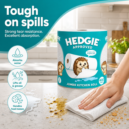Hedgie Jumbo Kitchen Roll 2Ply - Single Roll 400 Sheets