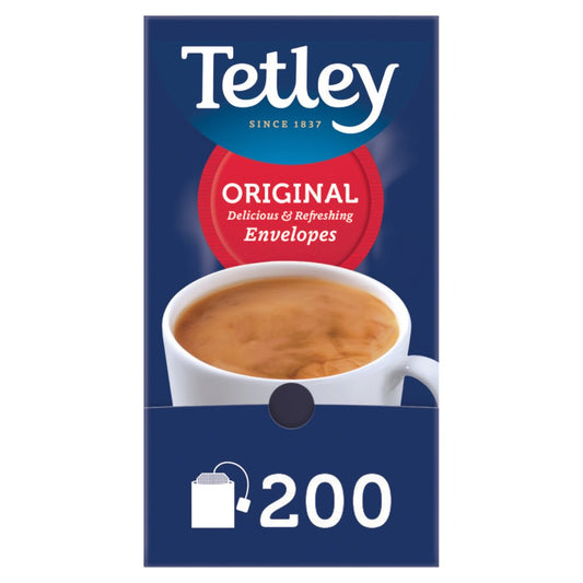 Tetley Individually Wrapped Envelope Tea Bags – 200 Pack