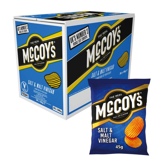 McCoy's Ridge Cut Salt & Vinegar Crisps 45g (Box Of 36)
