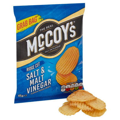McCoy's Ridge Cut Salt & Vinegar Crisps 45g - Box of 36
