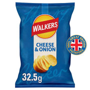 Walkers Cheese & Onion Crisps 32.5g - Box of 32