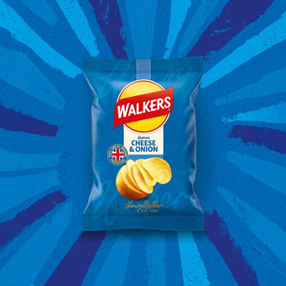 Walkers Cheese & Onion Crisps 32.5g - Box of 32