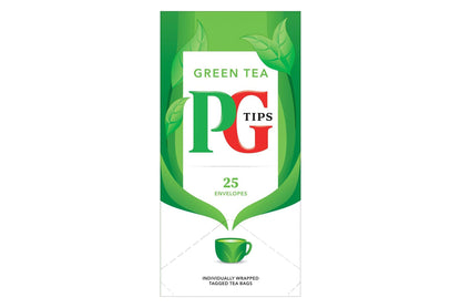 PG Tips Green Tea Individually Wrapped Envelope Tea Bags – 25 Pack