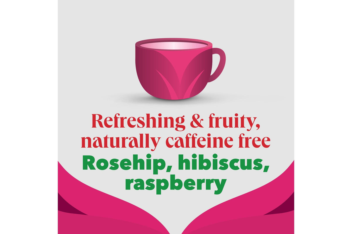 PG Tips Raspberry & Rosehip Individually Wrapped Envelope Tea Bags – 25 Pack