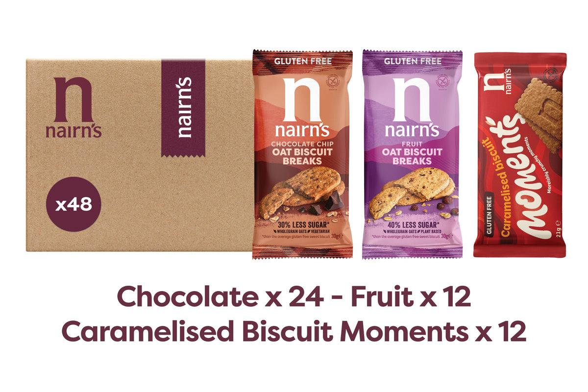 Nairn's Gluten Free Mixed Biscuit Variety - 3 Varieties Individually Wrapped (Box of 48)