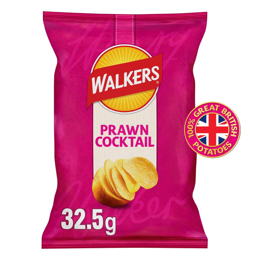 Walkers Prawn Cocktail Crisps 32.5g - Box of 32