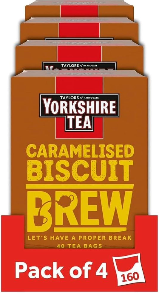 Yorkshire Tea Caramelised Biscuit Brew Tea Bags - Pack of 4 x 40