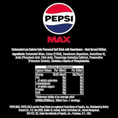 Pepsi Max - 330ml Cans (Case of 24)
