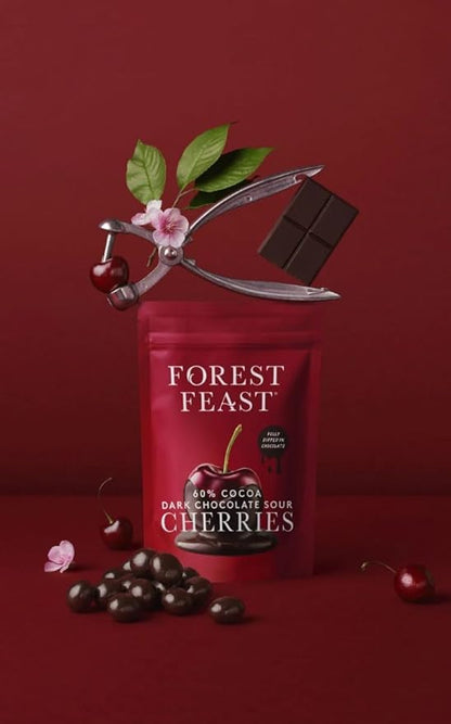 Forest Feast 60% Dark Chocolate Sour Cherries – 40g (Pack of 12) BEST BEFORE 02/26