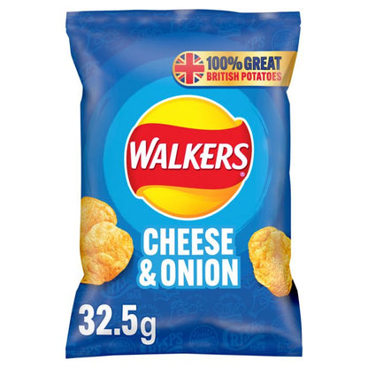 Walkers Cheese & Onion Crisps 32.5g - Box of 32