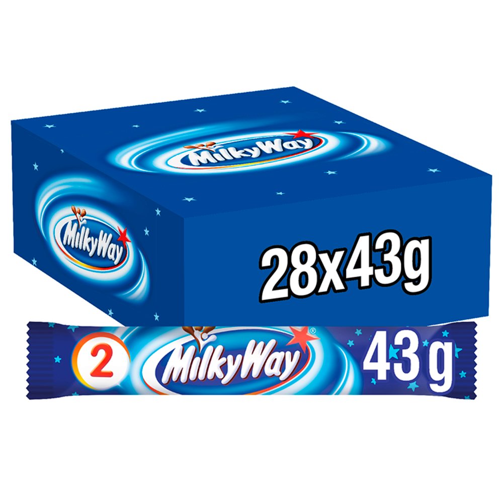 Milky Way Nougat & Milk Chocolate Twin Pack Snack Bar 43g (Box of 28)