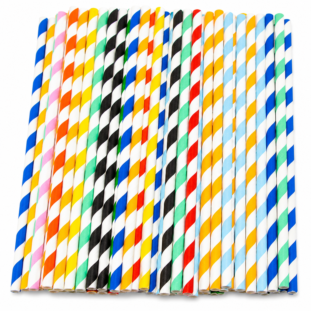 Striped Paper Straws 6x197mm - Mixed Colours - Pack of 250
