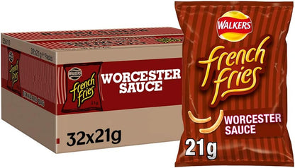 Walkers French Fries Worcester Sauce Crisps 21g - (Box of 32) BEST BEFORE 18/07/26