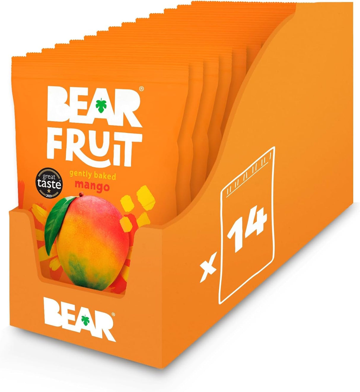 BEAR Fruit Dried Mango Packs - Gently Baked Fruit - Healthy - Vegan - 35g (Box of 14)