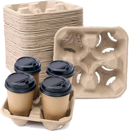 Paper Pulp Four Cup Carry Tray - Pack of 90