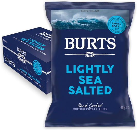 Burts Lightly Sea Salted Crisps 40g - Box of 20