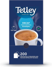 Tetley Decaf Individually Wrapped Envelope Tea Bags – 200 Pack