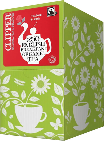 Clipper Organic Fairtrade English Breakfast Individually Wrapped Envelope Tea Bags – 250 Pack