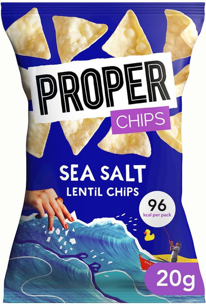 Proper Chips Lentil Sea Salted 20g - Gluten Free & Vegan - Box of 24