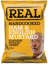 Real Crisps: Ham &amp; English Mustard - 24x 35g - Vending Superstore