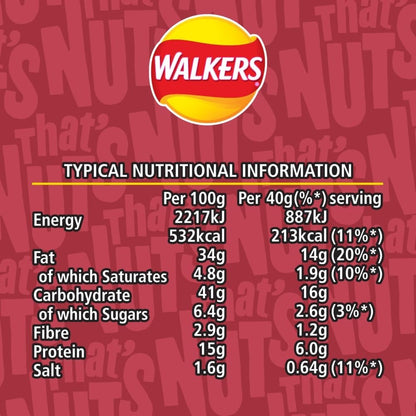 Walkers That's Nuts Smoky Bacon 40g (Box of 20) - BEST BEFORE 21ST MARCH 2026