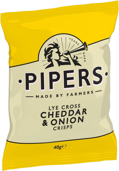 Pipers Lye Cross Cheddar & Onion Crisps 40g - (Box of 24)
