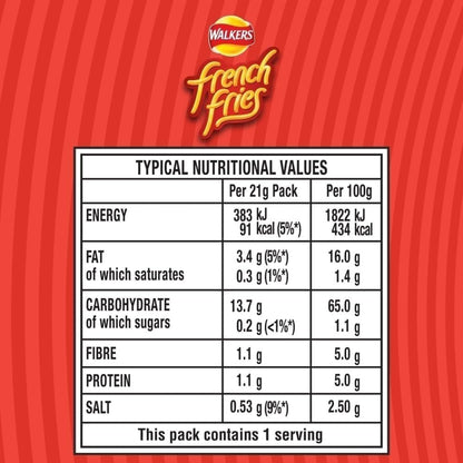 Walkers French Fries Ready Salted Crisps 21g - (Box of 32)
