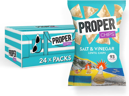 Proper Chips Lentil Salt & Vinegar 20g - Gluten Free & Vegan - Box of 24