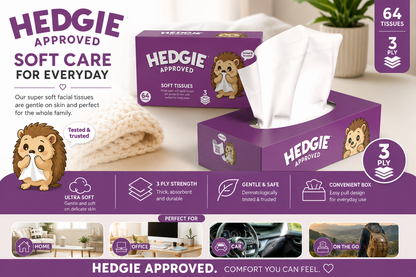 Hedgie Soft Facial Tissues 3Ply - Case of 21 Boxes