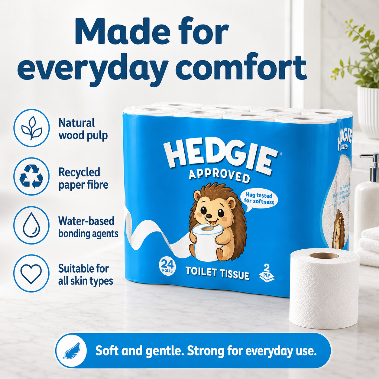 Hedgie Toilet Roll 2Ply - 24 Pack