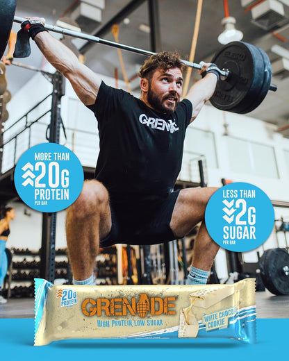 Grenade  White Chocolate Cookie High Protein, Low Sugar Bar - 60g (Box of 12)
