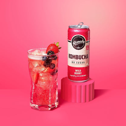 Remedy Kombucha Wild Berry - 250ml Cans (Pack of 12)
