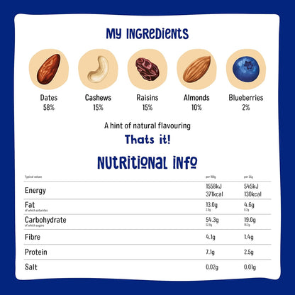 Nakd Blueberry Muffin Natural Fruit & Nut Bars - Vegan - Healthy Snack - Gluten Free - 35g (Box of 18)