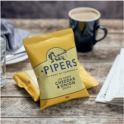 Pipers Lye Cross Cheddar & Onion Crisps 40g (Box of 24)