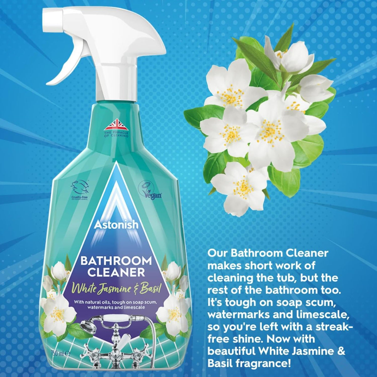 Astonish Bathroom Cleaner Spray White Jasmine & Basil 750ml - Case of 12