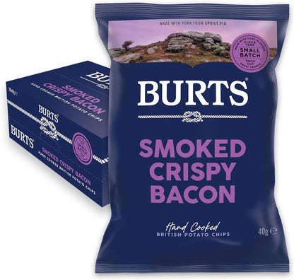Burts Smoked Crispy Bacon Crisps 40g - Box of 20