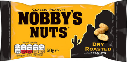 Nobby's Nuts Dry Roasted Peanuts Pub Card Snacks - 50g (Pack of 24)