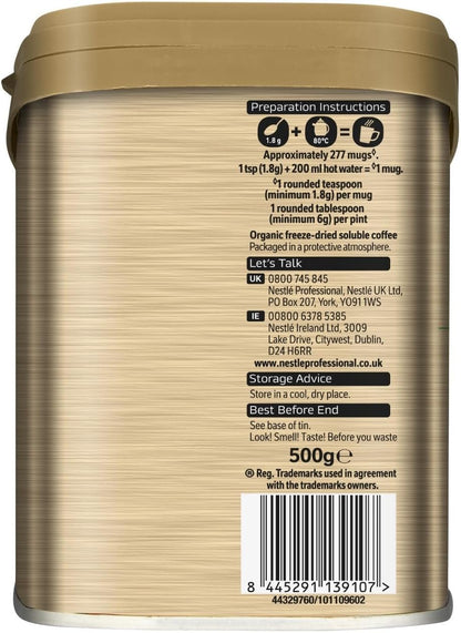 Nescafé Gold Organic Fairtrade Instant Coffee Tin 500g