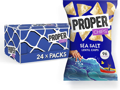 Proper Chips Lentil Sea Salted 20g - Gluten Free & Vegan - Box of 24