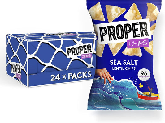 Proper Chips Lentil Sea Salted 20g - Gluten Free & Vegan - Box of 24
