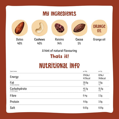 Nakd Cocoa Orange Natural Fruit & Nut Bars - Vegan - Healthy Snack - Gluten Free - 35g (Box of 18)