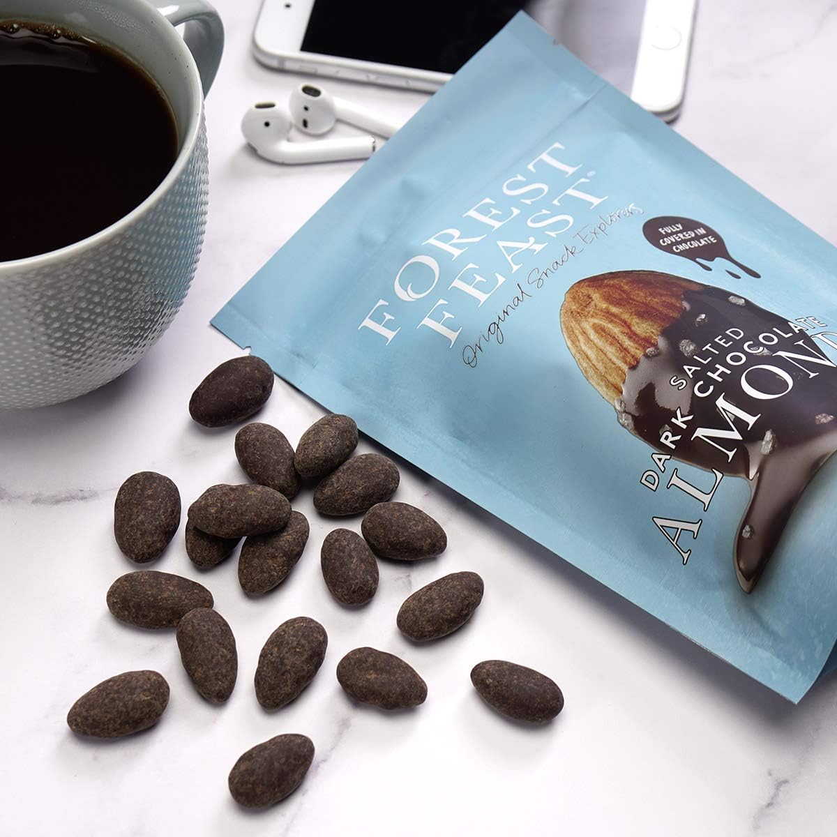 Forest Feast Salted Dark Chocolate Almonds 40g - (Pack of 12)