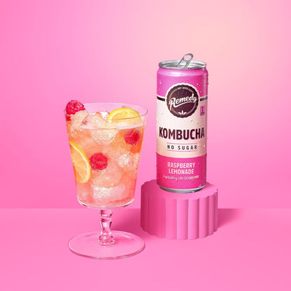 Remedy Kombucha Raspberry Lemonade - 250ml Cans (Pack of 12)