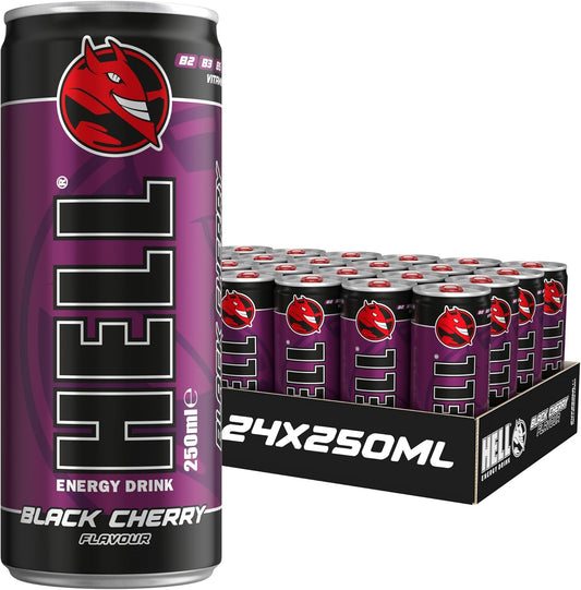 Hell Energy Black Cherry Drink Cans - 250ml (Pack of 24) BEST BEFORE 10/01/26