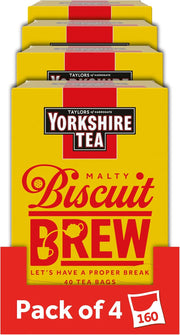 Yorkshire Tea Malty Biscuit Brew Tea Bags - Pack of 4 x 40