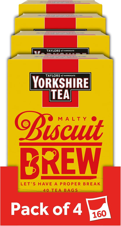 Yorkshire Tea Malty Biscuit Brew Tea Bags - Pack of 4 x 40